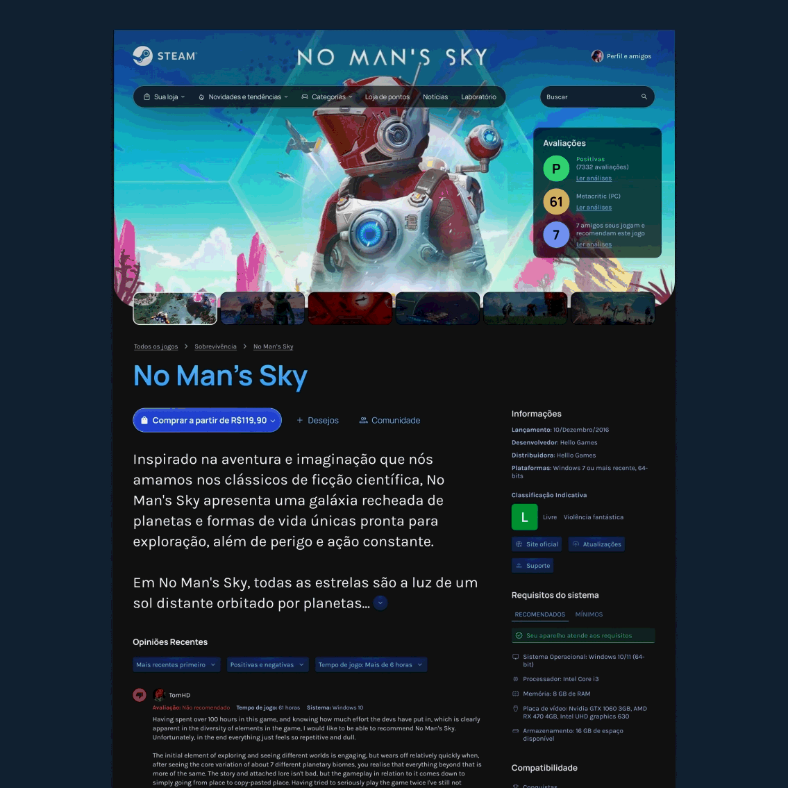 Steam product page redesign (Personal project)